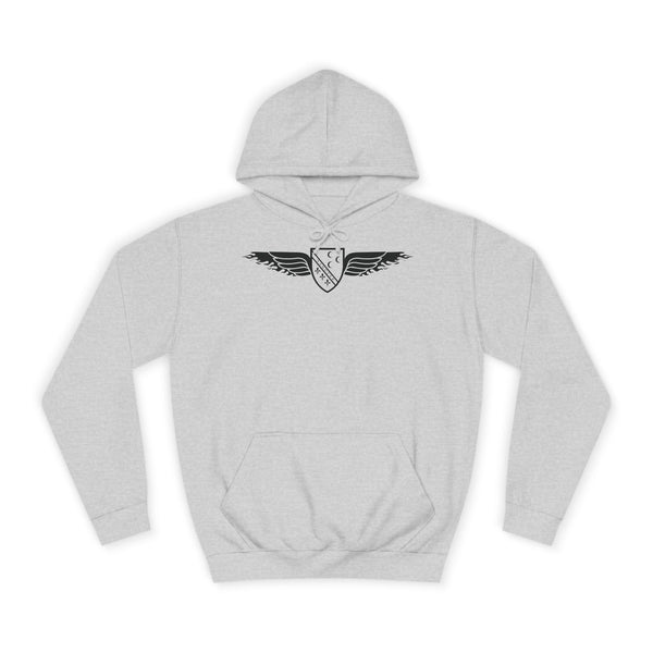 Winged Shield Hoodie — Minimal Vintage Collegiate Logo Sweatshirt